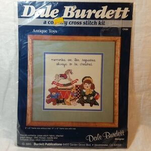 Dale Burdett Cross Stitch Kit Antique Toys CK84 Doll Bear Drum Horse Horn Train